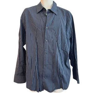 Calvin Klein Mens Size XL Dark Blue Striped Dress Shirt